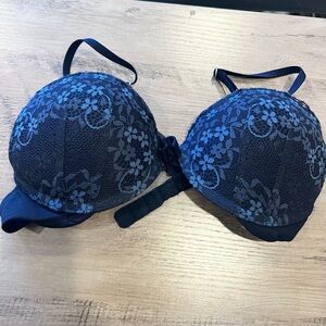 Gilly Hicks Dark Blue Lace Push-Up Bra